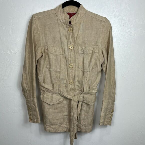 Sundance Beige Linen Lightweight Safari Jacket With Pockets Size S - Picture 1 of 9
